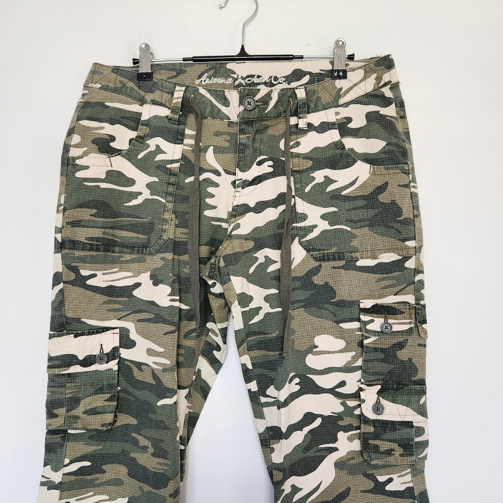 Cargo Camo Drawstring Pants Wide Leg Midrise Gorpcore Y2k size 11 - Picture 3 of 16